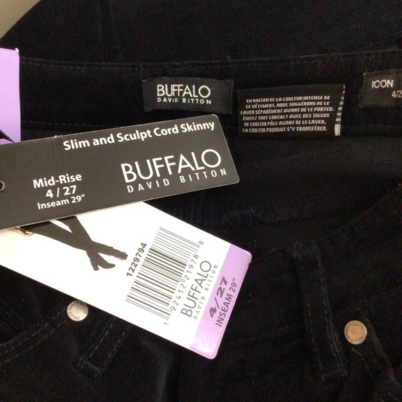 NWT Buffalo David Britton Black Corduroy Jean Pants 4 / 27 - Picture 6 of 9